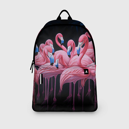 Рюкзак Стая розовых фламинго в темноте / 3D-принт – фото 3
