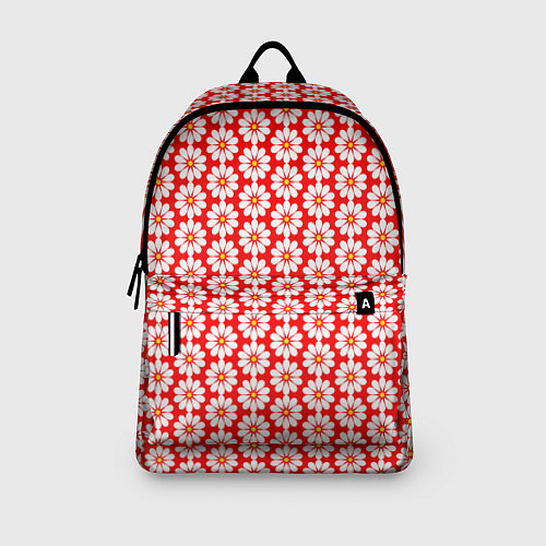 Рюкзак Белые ромашки на красном / 3D-принт – фото 3