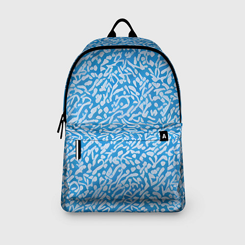 Рюкзак Белые узоры на синем фоне / 3D-принт – фото 3