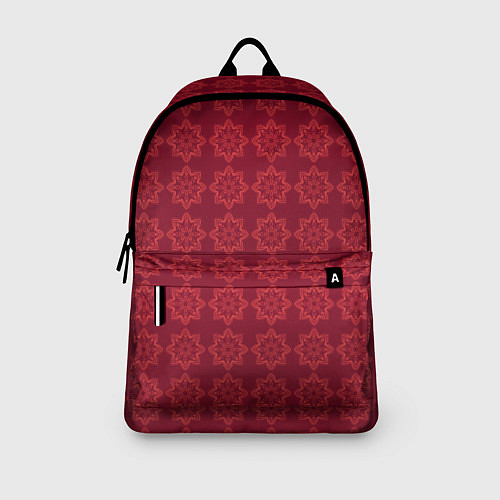 Рюкзак Цветочный стилизованный паттерн бордовый / 3D-принт – фото 3