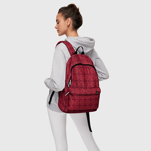 Рюкзак Цветочный стилизованный паттерн бордовый / 3D-принт – фото 6