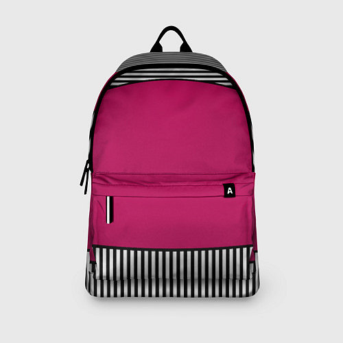 Рюкзак Узор из красного и черно-белых полос / 3D-принт – фото 3