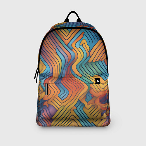 Рюкзак Волнистые линии жёлтые и голубые / 3D-принт – фото 3