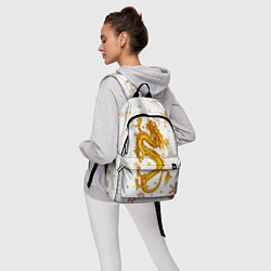 Рюкзак Золотой дракон в снежинках, цвет: 3D-принт — фото 2