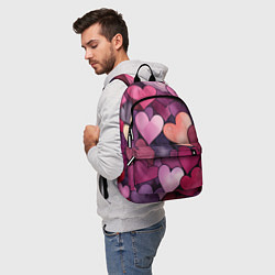 Рюкзак Много акварельных сердец, цвет: 3D-принт — фото 2