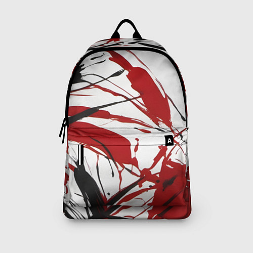 Рюкзак Чёрные и красные брызги на белом фоне / 3D-принт – фото 3