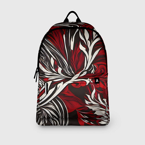 Рюкзак Красно белый узор на чёрном фоне / 3D-принт – фото 3