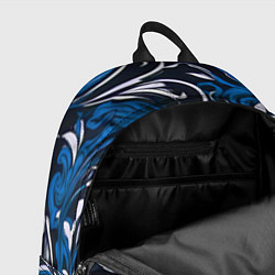 Рюкзак Синий и белый узор на чёрном фоне, цвет: 3D-принт — фото 2