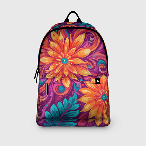 Рюкзак Цветы и листья узор / 3D-принт – фото 3