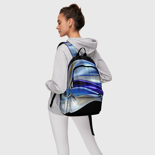Рюкзак Абстрактные волны синего оттенка / 3D-принт – фото 6