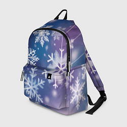 Рюкзак Снежинки на фиолетово-синем фоне, цвет: 3D-принт
