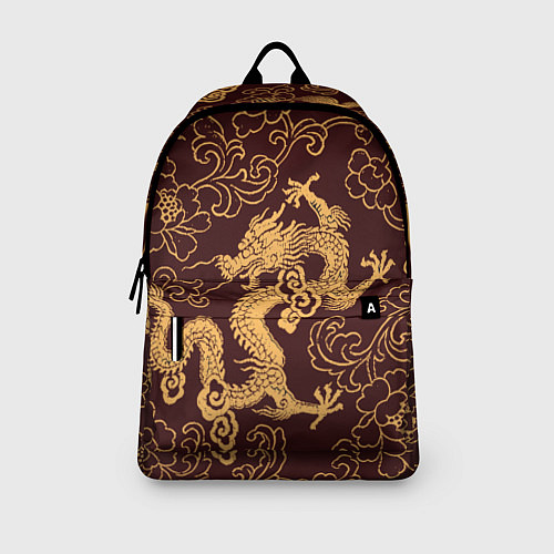 Рюкзак Черно-золотая гравюра дракона / 3D-принт – фото 3