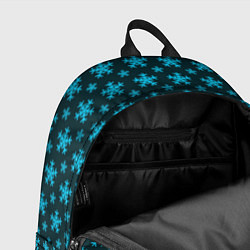 Рюкзак Паттерн снежинки тёмно-бирюзовый, цвет: 3D-принт — фото 2