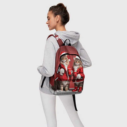 Рюкзак С новым котом - два кота в костюмах Санты / 3D-принт – фото 6