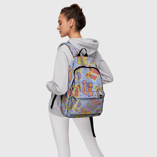 Рюкзак Узор с яркими разноцветными бантами в горошек / 3D-принт – фото 6