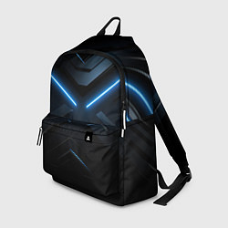 Рюкзак Синяя неоновая полоса на черном фоне, цвет: 3D-принт