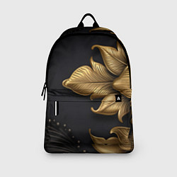Рюкзак Золотые объемные листья на черном фоне, цвет: 3D-принт — фото 2