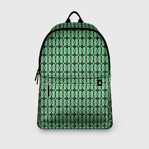 Рюкзак Чёрные узоры на зелёном / 3D-принт – фото 3