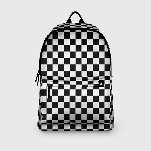Рюкзак Шахматное поле чёрно-белый / 3D-принт – фото 3