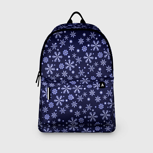 Рюкзак Снежный новогодний паттерн сине-фиолетовый / 3D-принт – фото 3