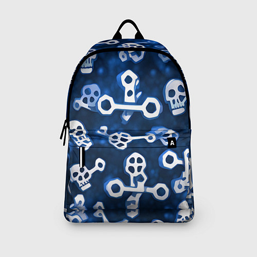 Рюкзак Белые черепки и кости на синем / 3D-принт – фото 3