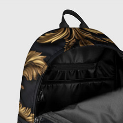 Рюкзак Золотые объемные листья на черном, цвет: 3D-принт — фото 2