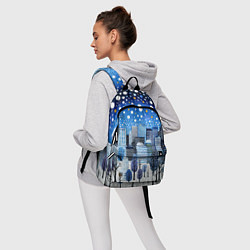 Рюкзак Новогодний синий ночной город, цвет: 3D-принт — фото 2