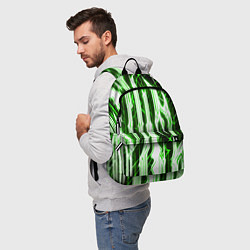 Рюкзак Зелёные неоновые полосы на чёрном фоне, цвет: 3D-принт — фото 2