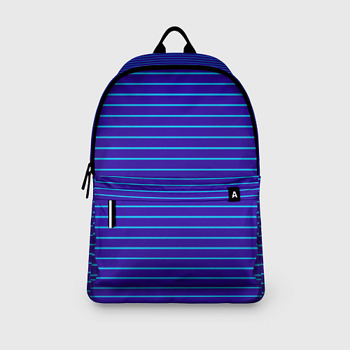 Рюкзак Неоновые линии циан на темно синем / 3D-принт – фото 3