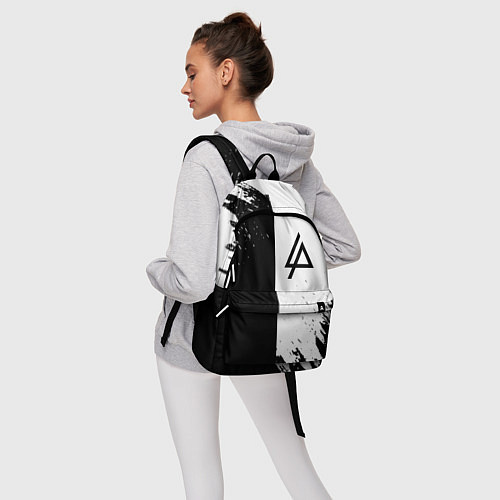 Рюкзак Linkin park краски чёрнобелый / 3D-принт – фото 6