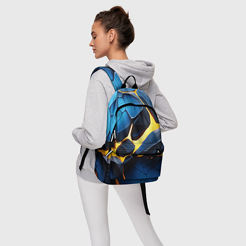 Рюкзак Желтая лава на синих плитах / 3D-принт – фото 6