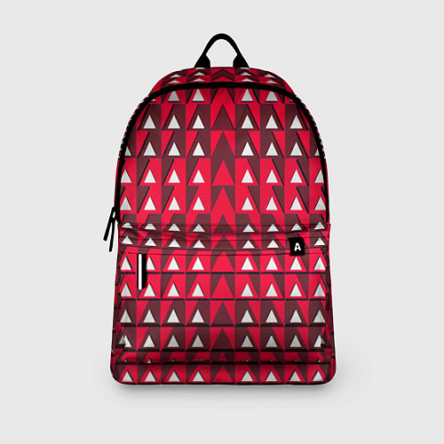 Рюкзак Белые треугольники на красном фоне / 3D-принт – фото 3