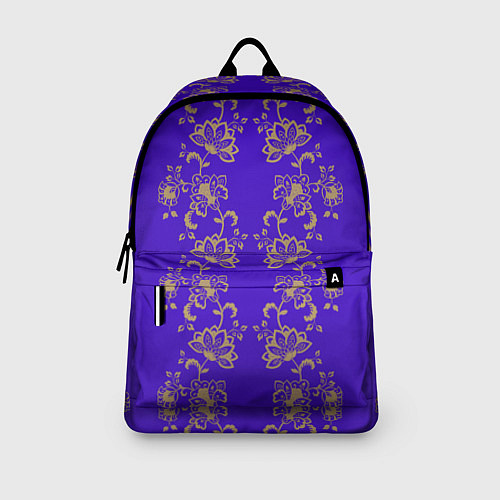 Рюкзак Контурные цветы на фиолетовом фоне / 3D-принт – фото 3