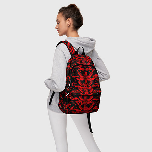 Рюкзак Красная техно-броня на чёрном фоне / 3D-принт – фото 6