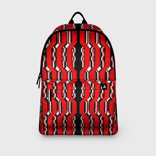 Рюкзак Красные и белые техно линии / 3D-принт – фото 3