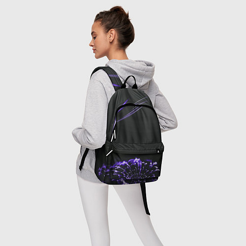 Рюкзак Неоновый фиолетовый цветок в темноте / 3D-принт – фото 6