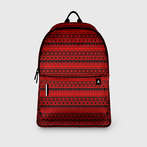 Рюкзак Чёрно-красный норвежский узор / 3D-принт – фото 3