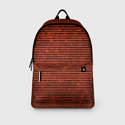 Рюкзак Чёрно-оранжевый полосатый / 3D-принт – фото 3