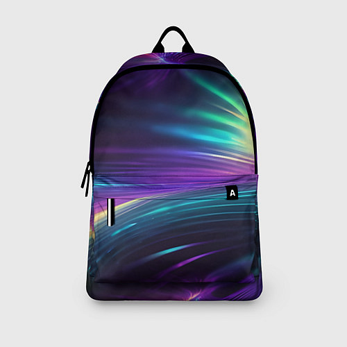 Рюкзак Неоновые лучи на фиолетовом фоне / 3D-принт – фото 3
