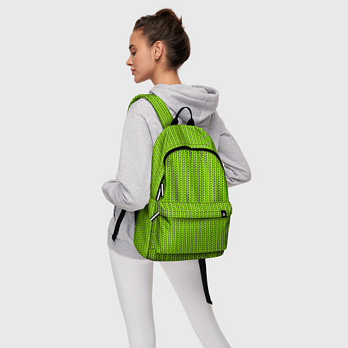Рюкзак Ярко-зелёный в маленькие чёрные полоски / 3D-принт – фото 6