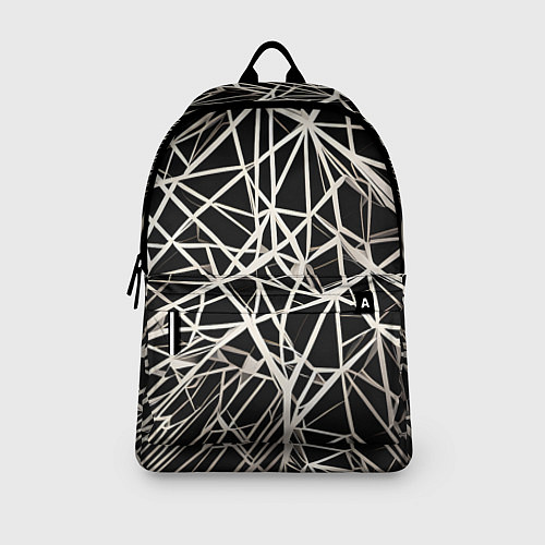 Рюкзак Белые хаотичные линии на чёрном фоне / 3D-принт – фото 3