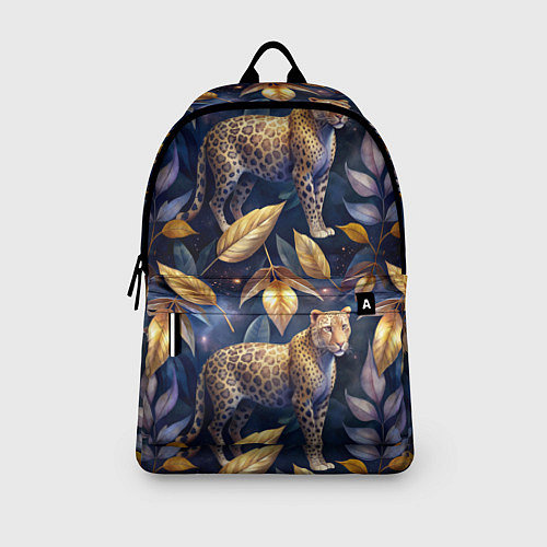 Рюкзак Леопард с золотыми листьями паттерны / 3D-принт – фото 3