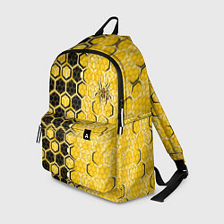 Рюкзак Киберпанк соты шестиугольники жёлтый и чёрный с па, цвет: 3D-принт