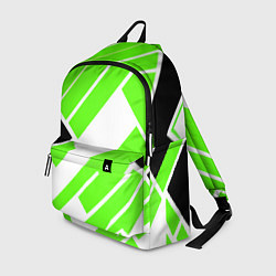 Рюкзак Зелёные широкие линии на белом фоне, цвет: 3D-принт