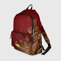 Рюкзак Объемный золотой лист на красном текстурном фоне, цвет: 3D-принт