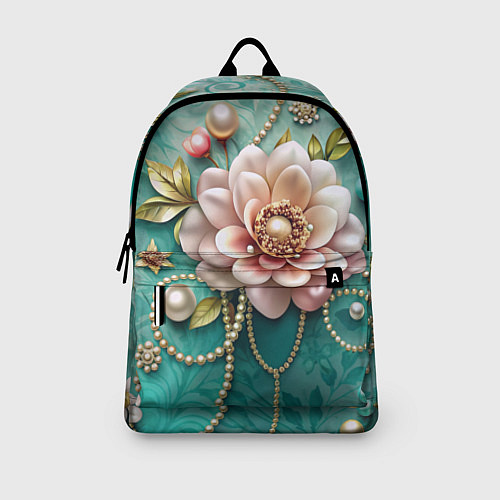 Рюкзак Объемные цветы и жемчуг / 3D-принт – фото 3
