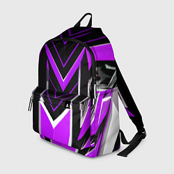 Рюкзак Фиолетово-серые полосы на чёрном фоне, цвет: 3D-принт