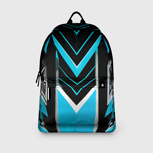 Рюкзак Серо-голубые полосы на чёрном фоне / 3D-принт – фото 3