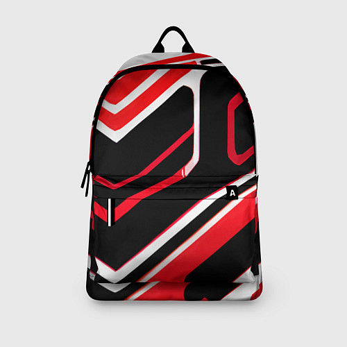 Рюкзак Бело-красные линии на чёрном фоне / 3D-принт – фото 3
