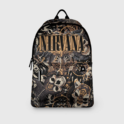 Рюкзак Nirvana на фоне масок викингов рун и воронов / 3D-принт – фото 3